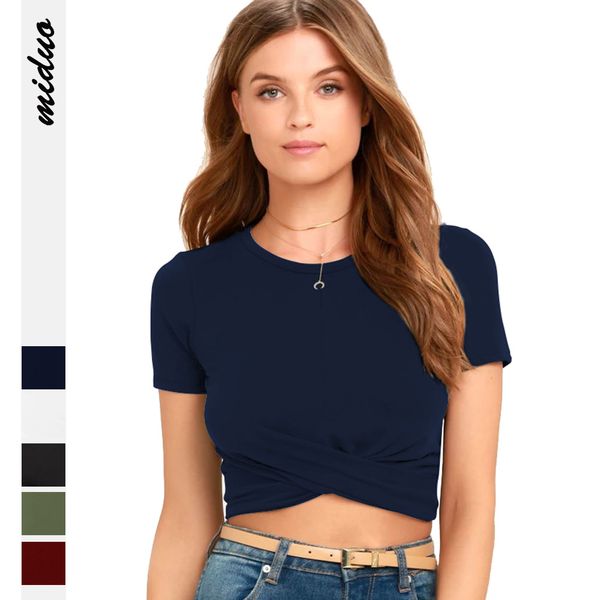 solid color women's summer and autumn new round neck short sleeves slim fit knot fashion ultra short navel t-shirts, White
solid color women's summer and autumn new round neck short sleeves slim fit knot fashion ultra short navel t-shirts, White