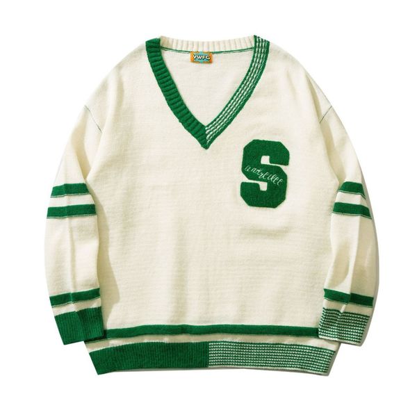 korean styles men v neck sweater harajuku embroidery striped knitted jumpers sweaters hip hop autumn loose pullover sweater, White;black
korean styles men v neck sweater harajuku embroidery striped knitted jumpers sweaters hip hop autumn loose pullover sweater, White;black