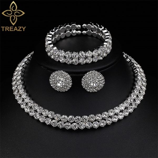treazy luxury crystal bridal jewelry sets african choker necklace earrings bracelet set for women wedding accessories 220810, Slivery;golden
treazy luxury crystal bridal jewelry sets african choker necklace earrings bracelet set for women wedding accessories 220810, Slivery;golden