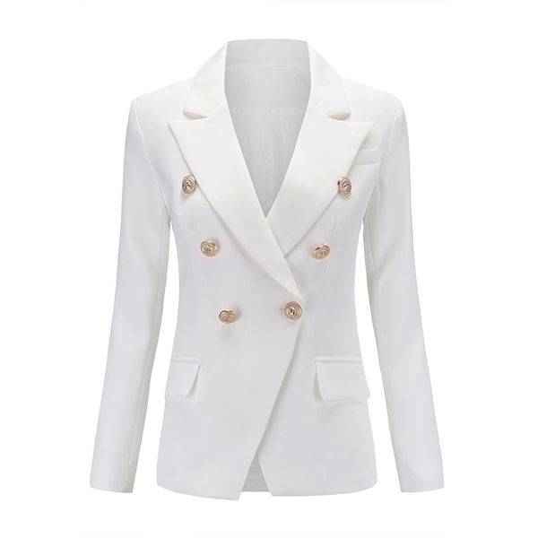european runway classic designer shawl collar double breasted buttons black white office lady blazer 220818, Black;brown
european runway classic designer shawl collar double breasted buttons black white office lady blazer 220818, Black;brown