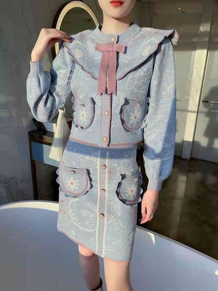two piece dress spring and autumn navy collar knitted suit winter pocket bow cardigan skirt 9z6o, White
two piece dress spring and autumn navy collar knitted suit winter pocket bow cardigan skirt 9z6o, White