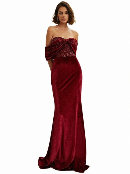 missord off shoulder ruched velvet prom dress m4bv#, Black;gray