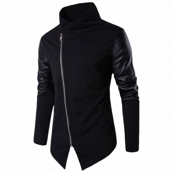 men's hoodies & sweatshirts men leather sleeve patchwork sweatshirt knitwear asymmetrical design nightclub slim hip hop punk streetwear, Black
men's hoodies & sweatshirts men leather sleeve patchwork sweatshirt knitwear asymmetrical design nightclub slim hip hop punk streetwear, Black