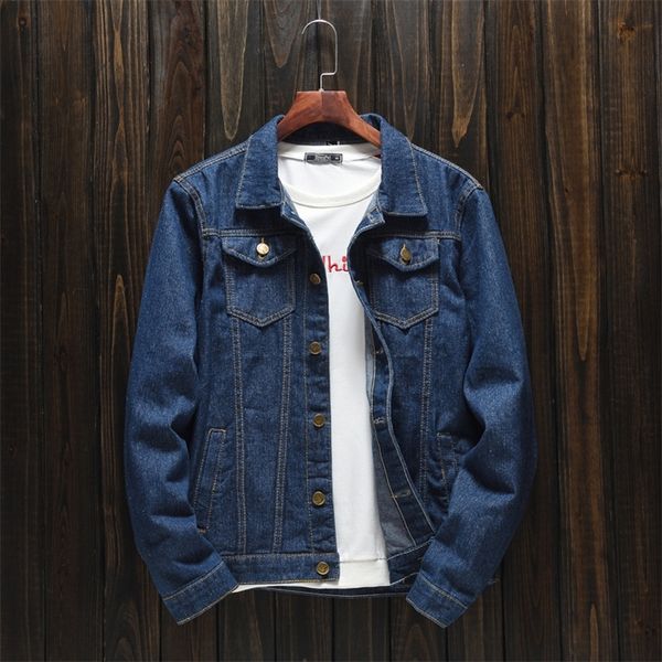 men s spring autumn models large size denim jacket korean version of the slim trend simple fashion casual jeans coat 220818, Black;brown
men s spring autumn models large size denim jacket korean version of the slim trend simple fashion casual jeans coat 220818, Black;brown