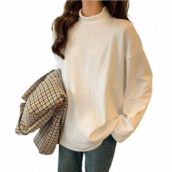 women t shirts long sleeve thicken plus velvet warm turtleneck korean style loose woman solid simple all-match daily tshirt ins women's, White
women t shirts long sleeve thicken plus velvet warm turtleneck korean style loose woman solid simple all-match daily tshirt ins women's, White