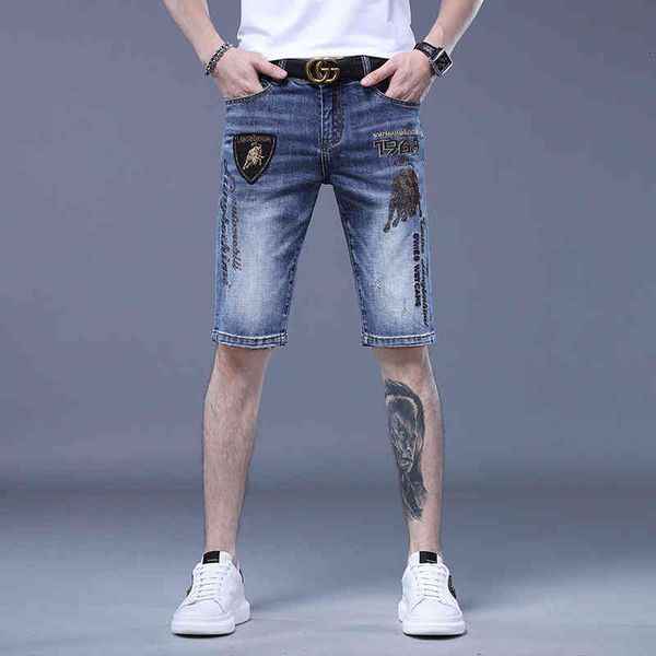 men's jeans summer golden bull diamond denim shorts men's fashion casual slim fit cropped pants trend embroidered 4azi, Blue
men's jeans summer golden bull diamond denim shorts men's fashion casual slim fit cropped pants trend embroidered 4azi, Blue