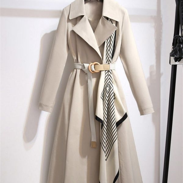 women s fahion windbreaker looe long trench coat caual belt and thin temperament autumn clothing 220818, Black;brown
women s fahion windbreaker looe long trench coat caual belt and thin temperament autumn clothing 220818, Black;brown