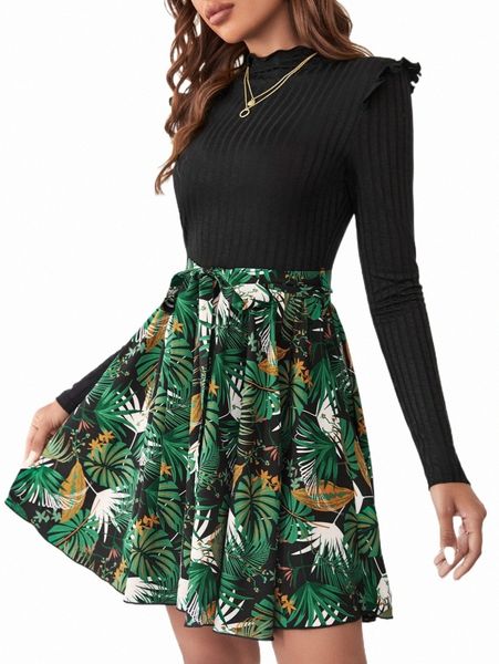tropical print mock neck belted dress x1dp#, Black;gray
tropical print mock neck belted dress x1dp#, Black;gray