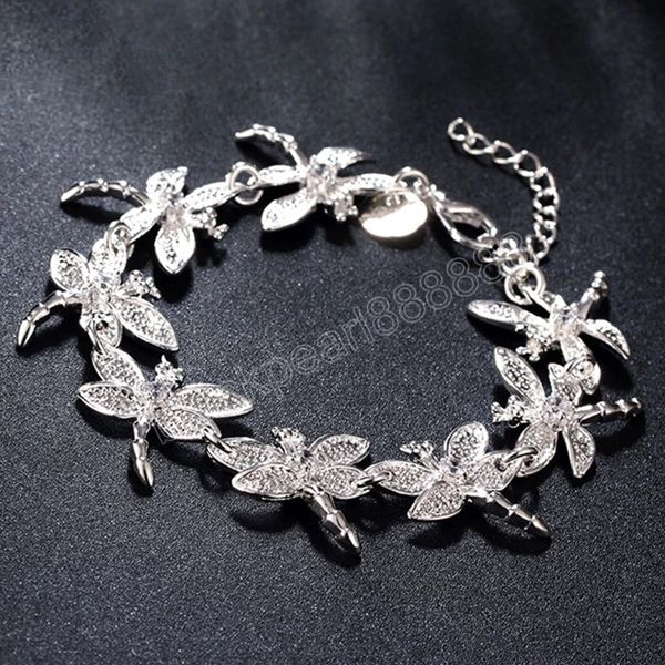 925 sterling silver inlay zirconium drill eight dragonfly bracelet for women wedding engagement party fashion jewelry, Golden;silver
925 sterling silver inlay zirconium drill eight dragonfly bracelet for women wedding engagement party fashion jewelry, Golden;silver