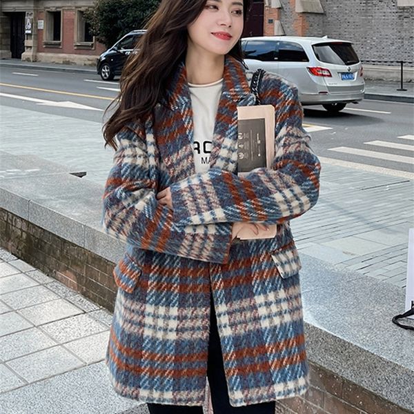 winter college style coat korean plaid temperament fashion female trend 220819, Black;brown
winter college style coat korean plaid temperament fashion female trend 220819, Black;brown