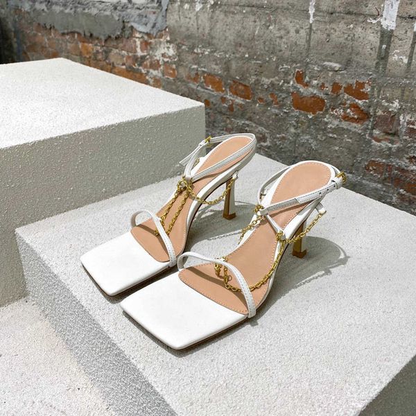 lady fashion women sandals white matt leather chain strappy square toe high heels party shoes, Black
lady fashion women sandals white matt leather chain strappy square toe high heels party shoes, Black