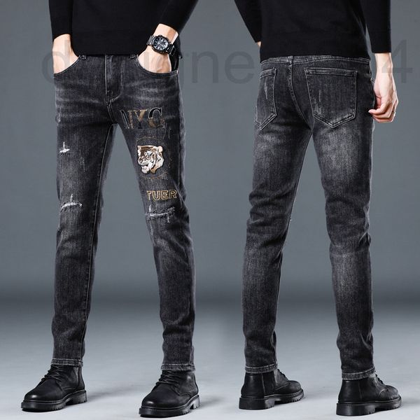 men's jeans designer chaopai tiger head embroidered jeans men's hong kong autumn chaopai handsome little feet black slim fit pants, Blue
men's jeans designer chaopai tiger head embroidered jeans men's hong kong autumn chaopai handsome little feet black slim fit pants, Blue