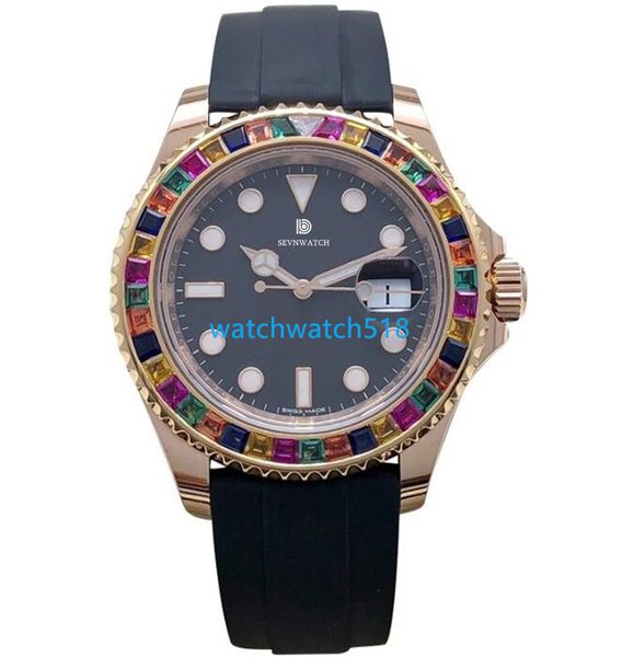 luxury watches 116695 40mm mechanical sapphire big magnifier rainbow diamond black rubber strap rose gold steel bezel luminous mens wristwat, Slivery;brown
luxury watches 116695 40mm mechanical sapphire big magnifier rainbow diamond black rubber strap rose gold steel bezel luminous mens wristwat, Slivery;brown