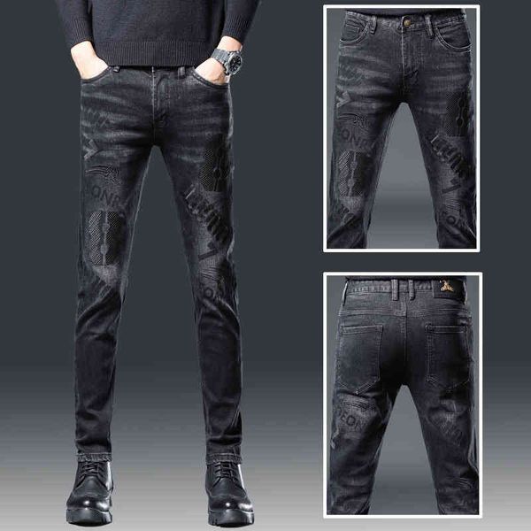 men's jeans embroidered jeans men's fashion brand autumn black trousers slim small feet show high-end pants korean trend 82ib, Blue
men's jeans embroidered jeans men's fashion brand autumn black trousers slim small feet show high-end pants korean trend 82ib, Blue