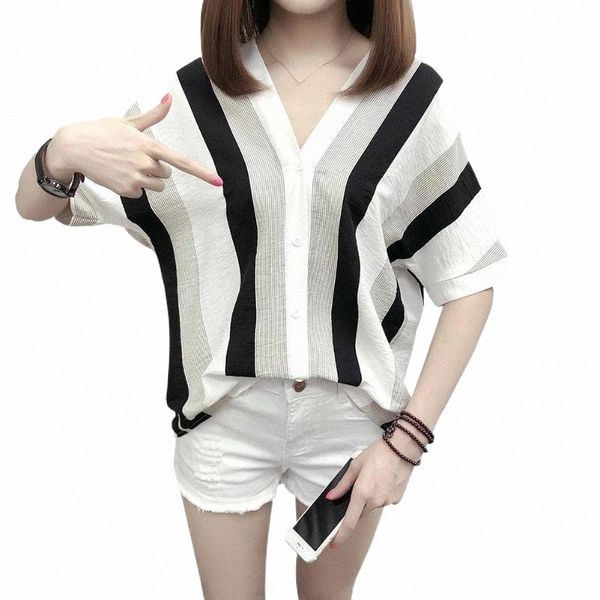 women's t-shirt ly women short sleeves striped shirt v-neck loose office ol summer party basic vk-ing 87wx#, White
women's t-shirt ly women short sleeves striped shirt v-neck loose office ol summer party basic vk-ing 87wx#, White