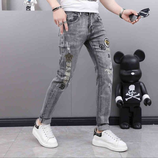 men's jeans printed jeans men's spring and summer thin european badge embroidery slim fit pants stretch 29my, Blue
men's jeans printed jeans men's spring and summer thin european badge embroidery slim fit pants stretch 29my, Blue