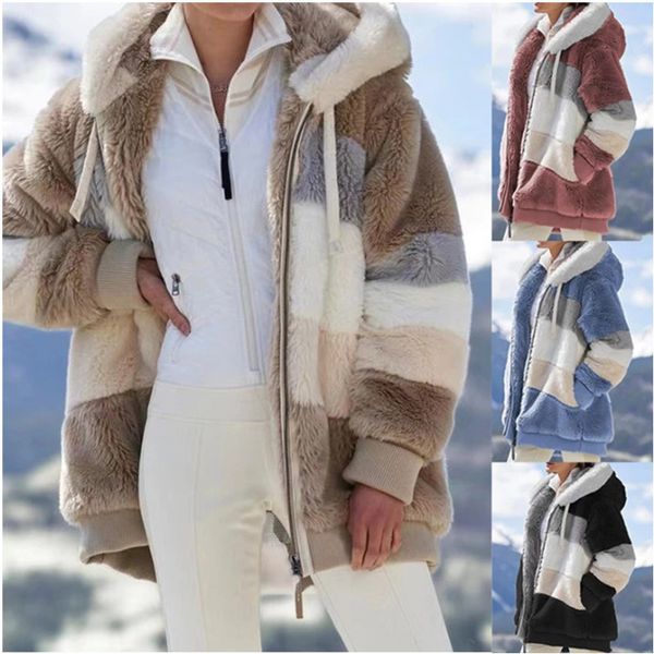 style european american women s jackets autumn hooded loose rabbit fur imitation zipper cardigan plush warm jacket 220818, Black;brown
style european american women s jackets autumn hooded loose rabbit fur imitation zipper cardigan plush warm jacket 220818, Black;brown