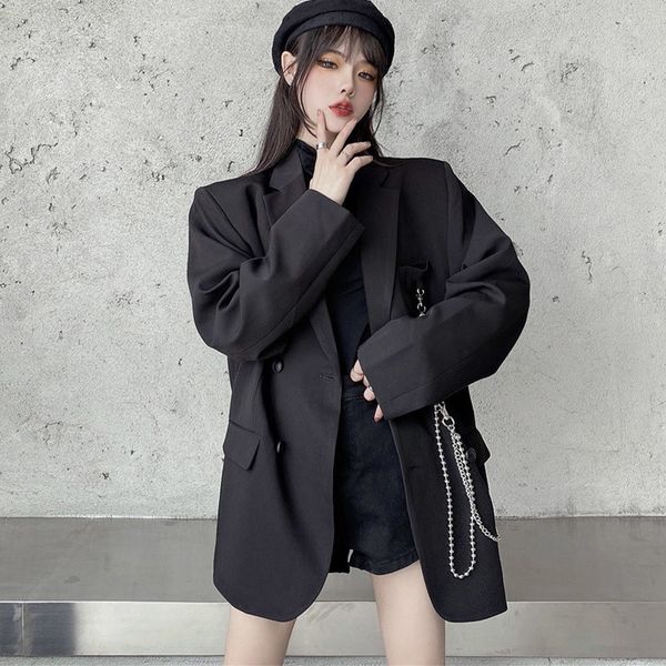 women solid white pocket boyfriend style blazer lady long sleeves turn down collar korean blazers all match autumn 220818, Black;brown
women solid white pocket boyfriend style blazer lady long sleeves turn down collar korean blazers all match autumn 220818, Black;brown