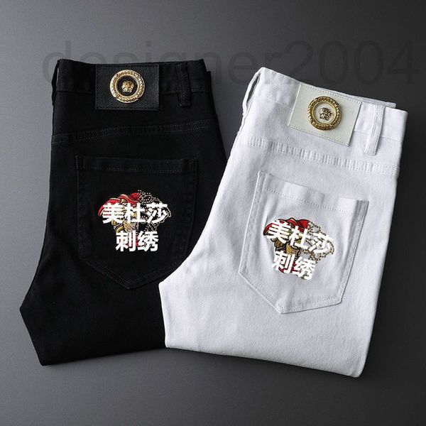 men's jeans designer medusa embroidered jeans men's spring new hong kong fashion brand korean version elastic slim fit black and w, Blue
men's jeans designer medusa embroidered jeans men's spring new hong kong fashion brand korean version elastic slim fit black and w, Blue