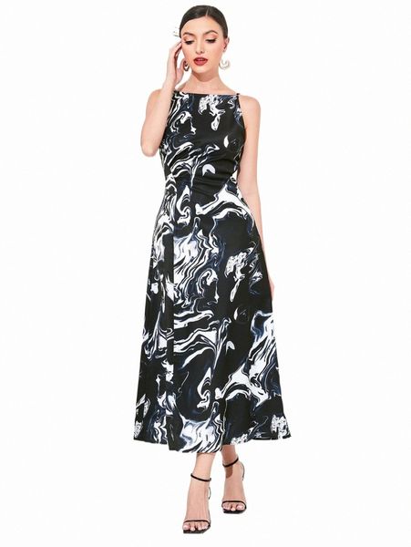 marble print cami dress z4ll#, Black;gray