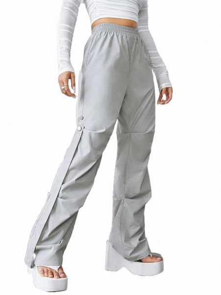 high waist button side pants k2xa#, Black;white
high waist button side pants k2xa#, Black;white