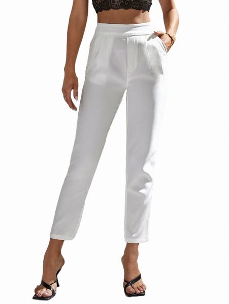 tall high waist plicated detail pants 71he#, White;black