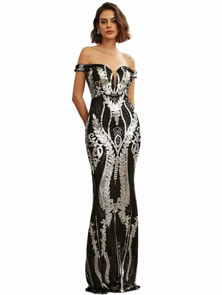missord off shoulder sequin formal dress o0ym#, Black;gray