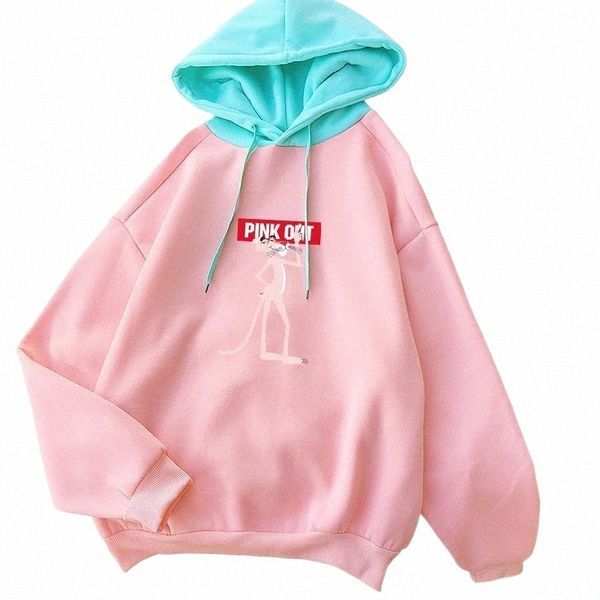 women's hoodies & sweatshirts pink panther women streetwear casual harajuku kawaii cartoon print sweatshirt fleece thicken spell color, Black
women's hoodies & sweatshirts pink panther women streetwear casual harajuku kawaii cartoon print sweatshirt fleece thicken spell color, Black