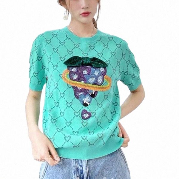 women's t-shirt sequined grape bow heart rhombus jacquard knit t shirt women 2021 fashion summer tee o neck short sleeve tshirt e7ob#, White
women's t-shirt sequined grape bow heart rhombus jacquard knit t shirt women 2021 fashion summer tee o neck short sleeve tshirt e7ob#, White