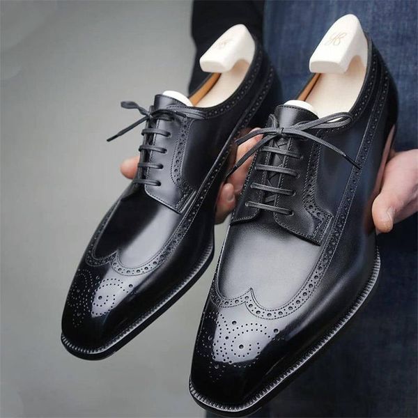 Men Brock Derby Shoes Solid Color Leather Square Toe Carved Wing Tip Lace Up Fashion Business Casual Wedding Daily Dress Shoes, Clear
Men Brock Derby Shoes Solid Color Leather Square Toe Carved Wing Tip Lace Up Fashion Business Casual Wedding Daily Dress Shoes, Clear