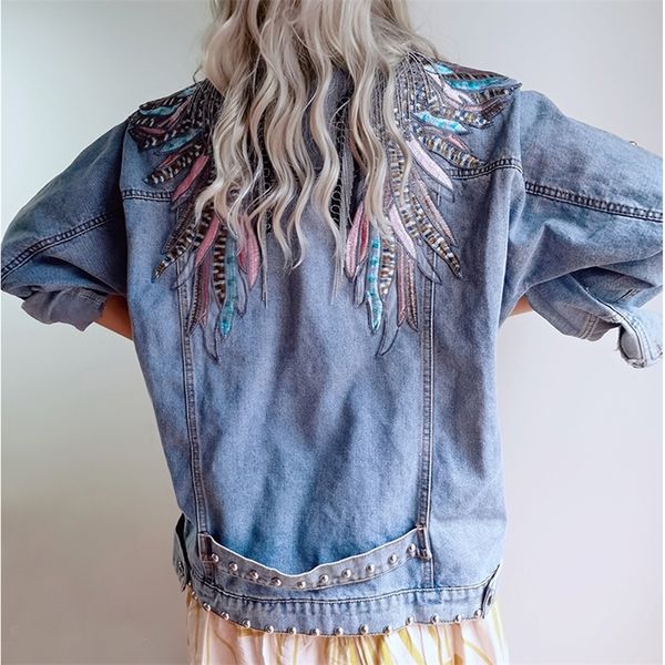teelynn long sleeve denim jacket women coat vintage wings applique embroidery rivet cotton autumn boho tassel jeans outwear 220818, Black;brown
teelynn long sleeve denim jacket women coat vintage wings applique embroidery rivet cotton autumn boho tassel jeans outwear 220818, Black;brown