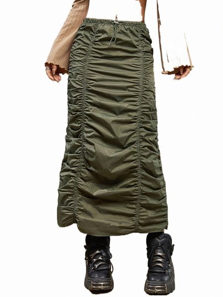 ruched drawstring waist skirt k5hb#, Black
ruched drawstring waist skirt k5hb#, Black