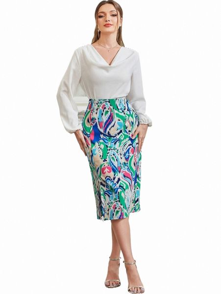 lantern sleeve & graphic print skirt set m2br#, White
lantern sleeve & graphic print skirt set m2br#, White