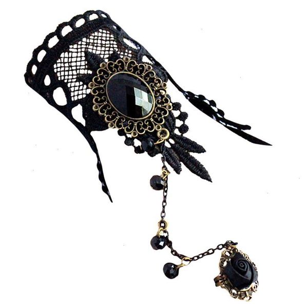 1pc handmade gothic style strand retro lace bracelet with ring wedding wristband decor jewelry accessories for women party dress up, Black
1pc handmade gothic style strand retro lace bracelet with ring wedding wristband decor jewelry accessories for women party dress up, Black