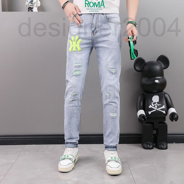 men's jeans designer summer thin elastic hole patch jeans men's european drill embroidery slim fit small feet long pants trend i8l, Blue
men's jeans designer summer thin elastic hole patch jeans men's european drill embroidery slim fit small feet long pants trend i8l, Blue