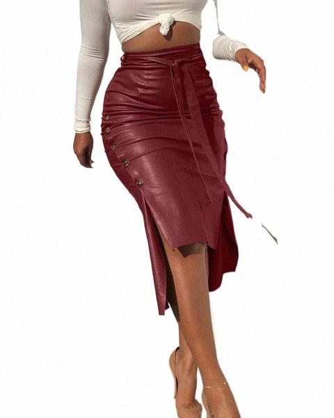faux leather midi skirts women high waist lace-up button trim autumn office lady solid color slit pencil skirt f7q3#, Black
faux leather midi skirts women high waist lace-up button trim autumn office lady solid color slit pencil skirt f7q3#, Black
