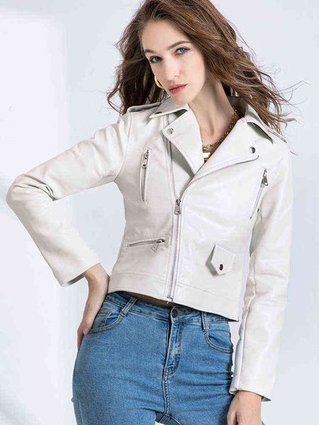 fmfssom spring new women casual faux soft leather jacket 2022 female moto biker black white pu coat autumn streetwear outwear t220810
fmfssom spring new women casual faux soft leather jacket 2022 female moto biker black white pu coat autumn streetwear outwear t220810