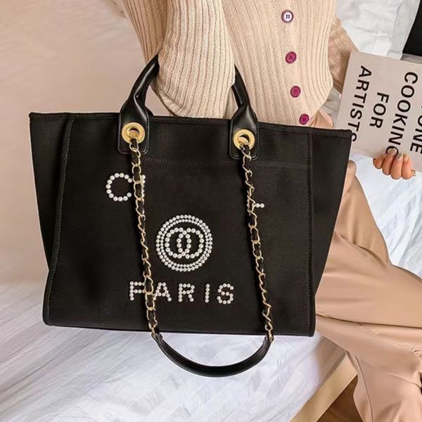 classic women's luxury evening bags brand ch handbags pearl tote canvas beach bag designers female portable shoulder large capacity big, Black;red
classic women's luxury evening bags brand ch handbags pearl tote canvas beach bag designers female portable shoulder large capacity big, Black;red