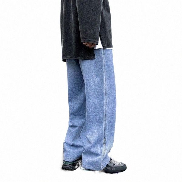 men's jeans spring summer straight men korean fashion loose casual pants streetwear retro wide-leg mopping p5di#, Blue
men's jeans spring summer straight men korean fashion loose casual pants streetwear retro wide-leg mopping p5di#, Blue