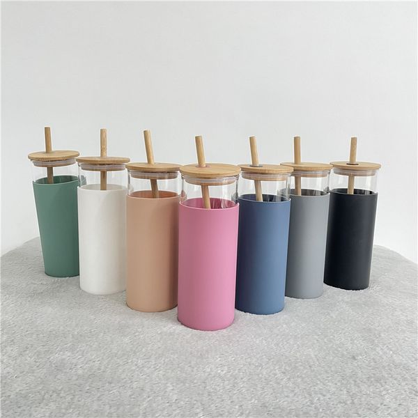 17oz glass tumbler with bamboo lid and straw water bottle for drinking portable crystal clear cold drink cup
17oz glass tumbler with bamboo lid and straw water bottle for drinking portable crystal clear cold drink cup