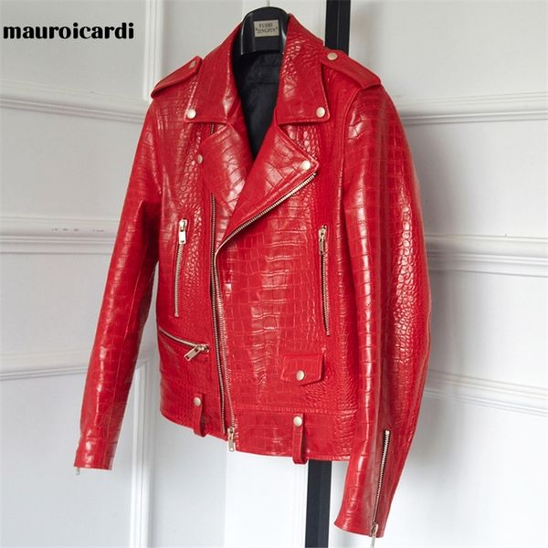 mauroicardi spring red pattern faux leather biker jacket long sleeve zipper plus size designer men clothing 4xl 5xl 220816, Black;brown
mauroicardi spring red pattern faux leather biker jacket long sleeve zipper plus size designer men clothing 4xl 5xl 220816, Black;brown