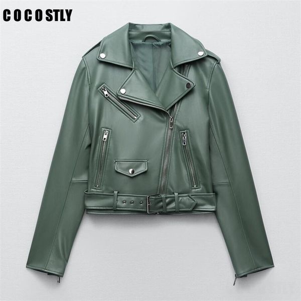 spring autumn women jacket fashion blue black faux leather jacket female casual lapel zipper with belt biker coat 220819, Black;brown
spring autumn women jacket fashion blue black faux leather jacket female casual lapel zipper with belt biker coat 220819, Black;brown