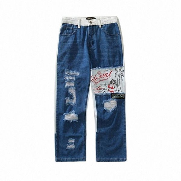 men's jeans girl doodle print ripped men hip hop color contrast patchwork loose straight-leg pants harajuku baggy jogger trousersmen�, Blue
men's jeans girl doodle print ripped men hip hop color contrast patchwork loose straight-leg pants harajuku baggy jogger trousersmen�, Blue