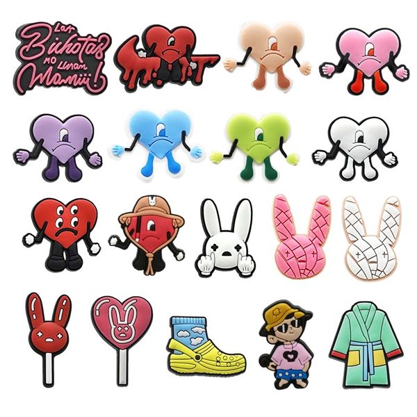 moq 100pcs new bad bunny shape croc charm 2d soft pvc jibz shoe parts charms accessories trend clog shoe buckles decorations fit men sandals, White;pink
moq 100pcs new bad bunny shape croc charm 2d soft pvc jibz shoe parts charms accessories trend clog shoe buckles decorations fit men sandals, White;pink