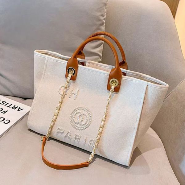 luxury women's fashion handbags evening bags brand ch pearl tote canvas beach bag designers female portable large capacity big handbag
luxury women's fashion handbags evening bags brand ch pearl tote canvas beach bag designers female portable large capacity big handbag