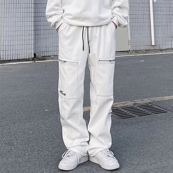 men's jeans zipper multiple pockets white cargo for men clothing baggy casual tracksuit pants drawstring sweatpants pantalonmen's, Blue
men's jeans zipper multiple pockets white cargo for men clothing baggy casual tracksuit pants drawstring sweatpants pantalonmen's, Blue