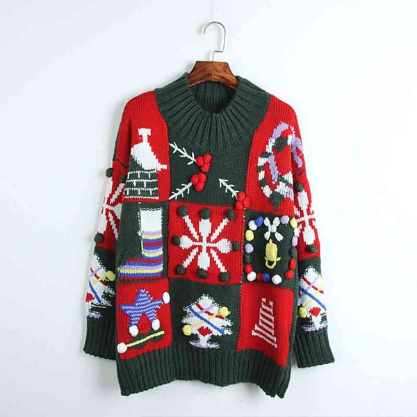 women's sweaters loose sweater female spring and autumn winter manual snowflake red round neck pullover contrast color knitted wool yjt, White;black
women's sweaters loose sweater female spring and autumn winter manual snowflake red round neck pullover contrast color knitted wool yjt, White;black