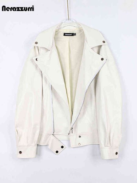 nerazzurri spring white black soft cool faux leather biker jacket women long sleeve zipper loose casual boutique fashion 6xl 7xl t220810
nerazzurri spring white black soft cool faux leather biker jacket women long sleeve zipper loose casual boutique fashion 6xl 7xl t220810