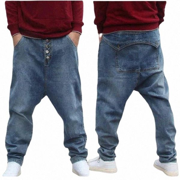 men's jeans men street low crotch baggy button hip-hop pants loose denim harem flying squirrel z2pv#, Blue
men's jeans men street low crotch baggy button hip-hop pants loose denim harem flying squirrel z2pv#, Blue