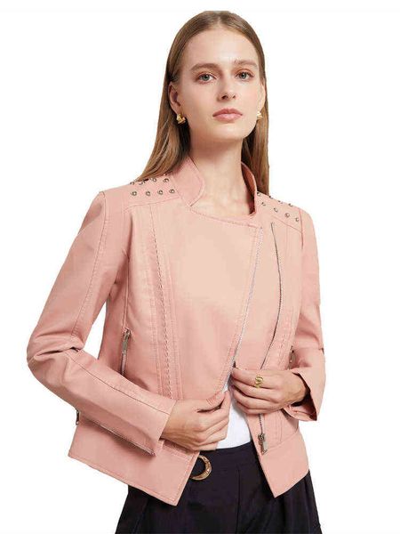 fmfssom spring women pink rivet faux leather jacket long sleeve casual pu coat female autumn moto biker windproof outwear t220810, Black
fmfssom spring women pink rivet faux leather jacket long sleeve casual pu coat female autumn moto biker windproof outwear t220810, Black